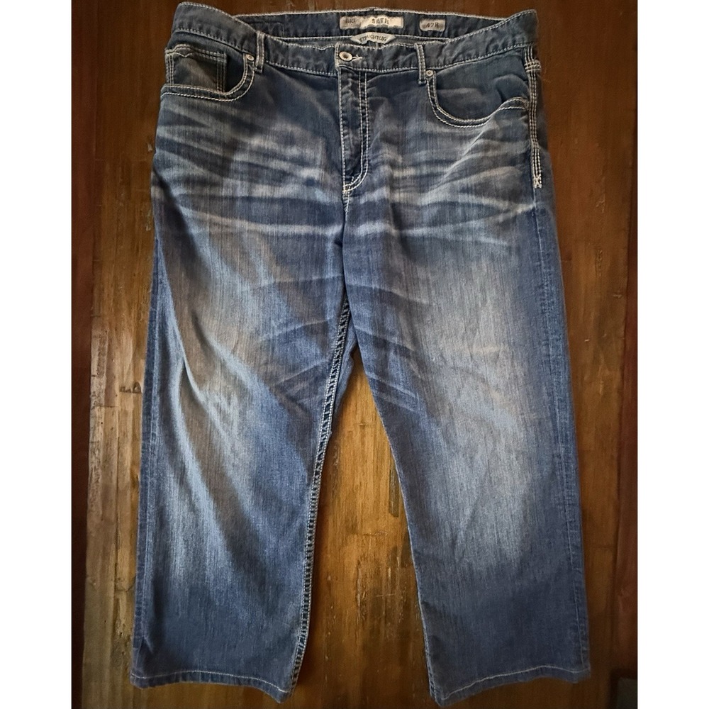 BKE Seth Jeans Mens 42R Straight Leg Distressed Medium Wash Denim Stretch 42/28